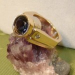 746 300 wide  Ocean Deep Ring 14 KTT with  spinnel & diamond